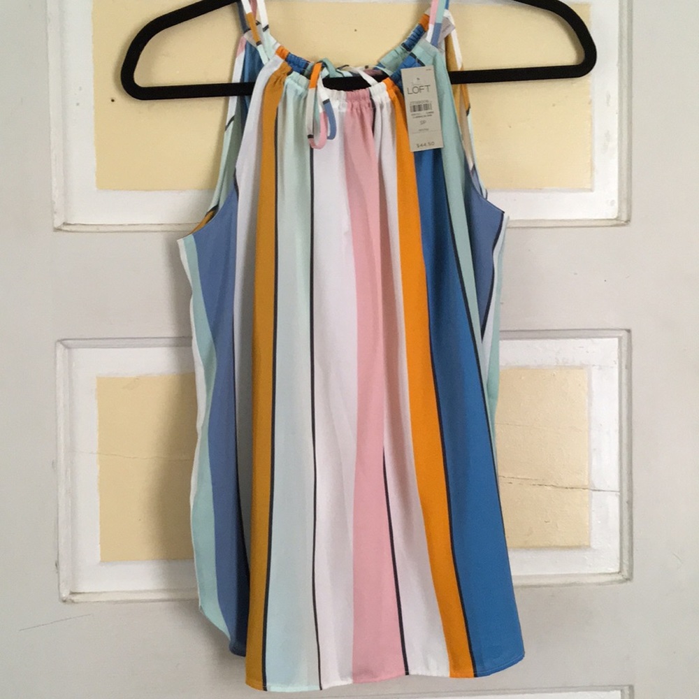 Loft Candy Colored Rainbow Striped Top
